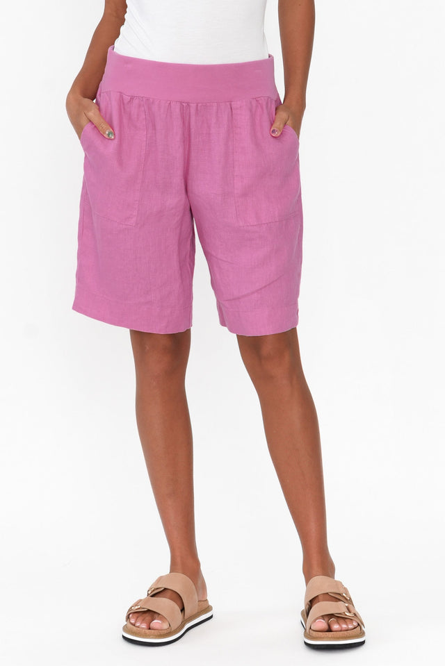 Aster Pink Linen Shorts thumbnail 1