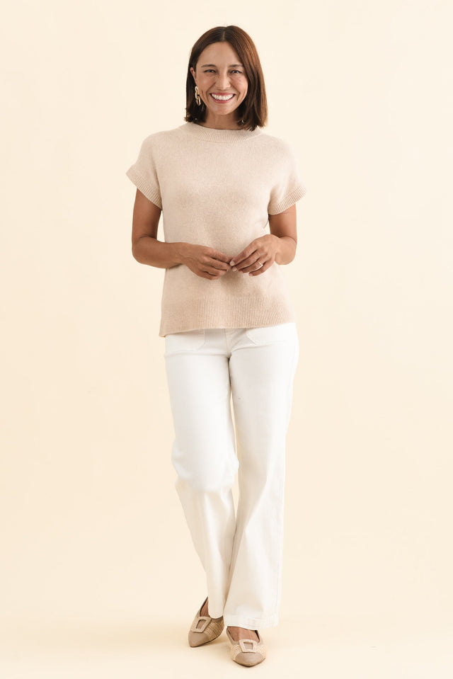 Astor Cream Yak Wool Knit Top,Brunette model,alt text|model:Cara image 7