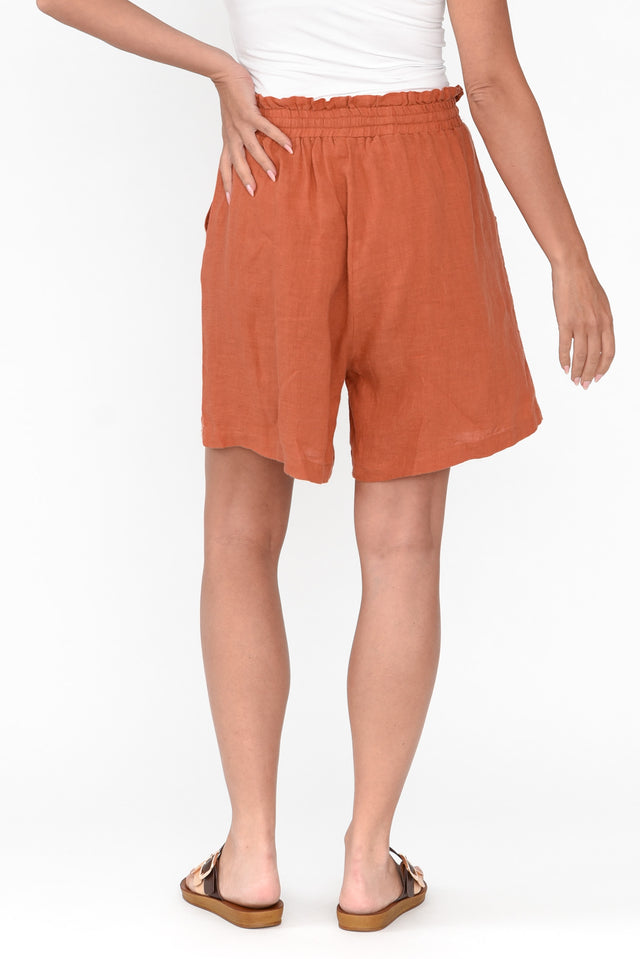 Astoria Rust Linen Drawstring Shorts