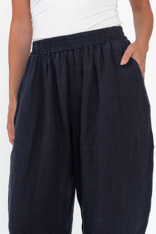 Ataya Navy Linen Pants - Blue Bungalow