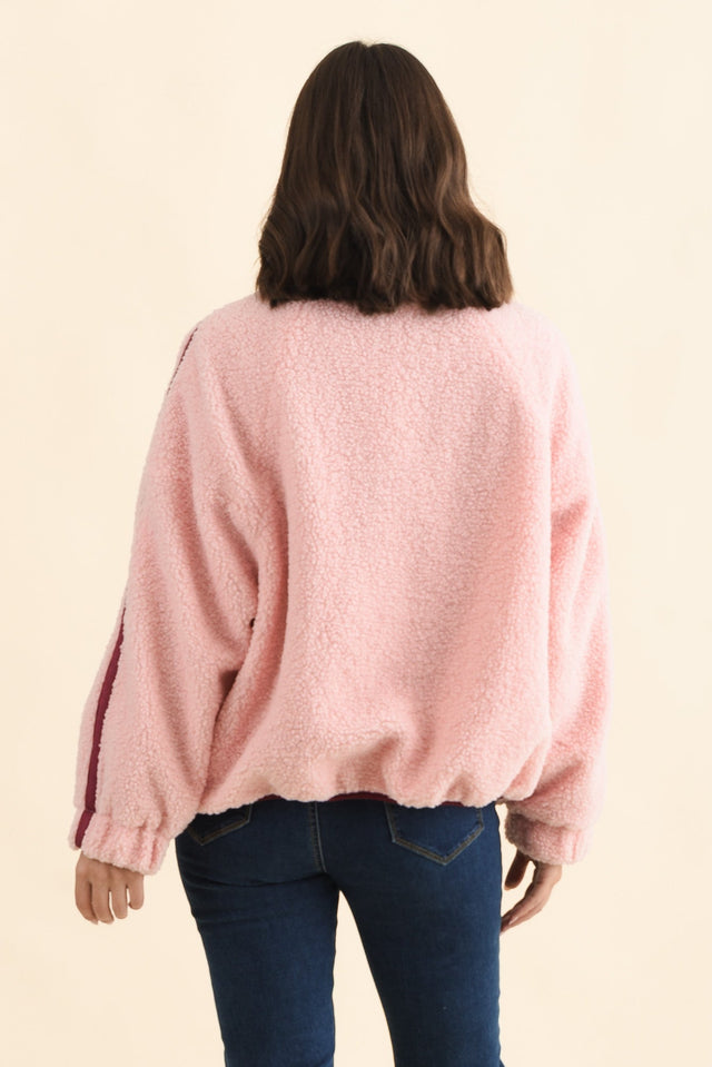 Aubrey Pink Fleece Jacket,Brunette model,alt text|model:MJ image 5
