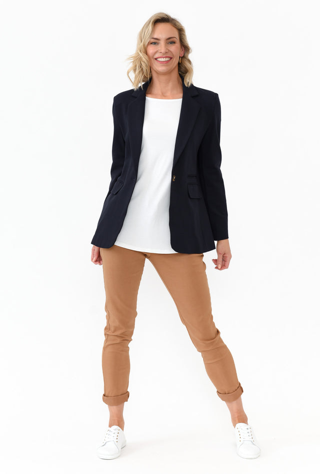 Audra Navy Fitted Stretch Blazer banner image