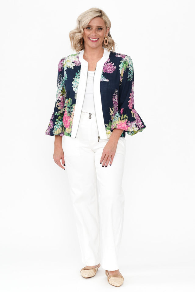 Augustine Navy Wisteria Linen Blend Jacket image 3