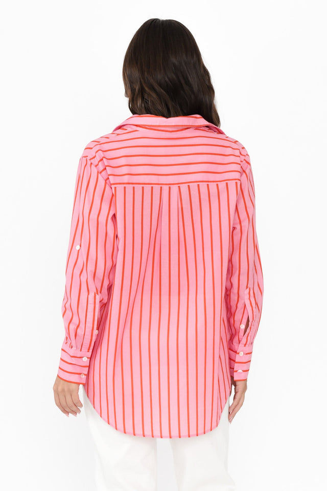 Austen Pink Stripe Cotton Shirt,Brunette model,alt text|model:MJ image 5