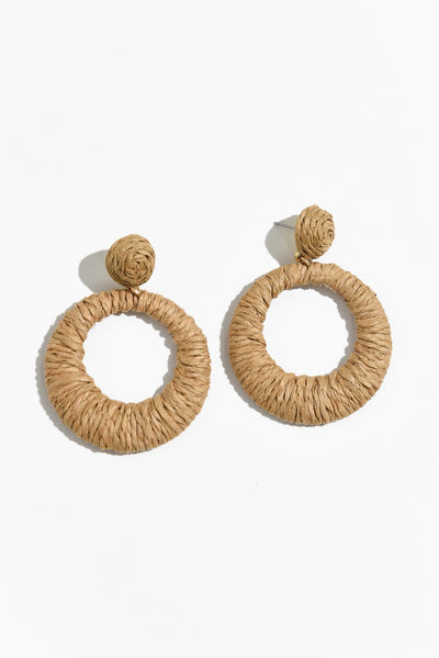 Aveta Natural Rattan Disc Earrings