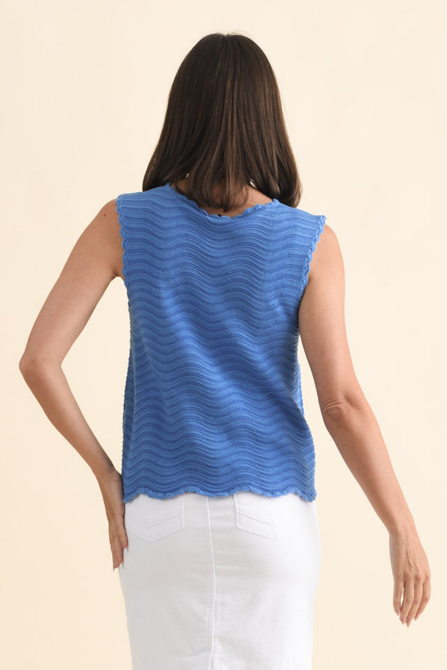 Aviva Blue Stripe Cotton Knit Tank,Brunette model,alt text|model:MJ image 5