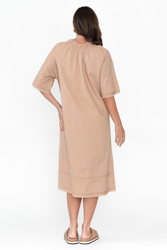 Ayesha Beige Linen Cotton Dress