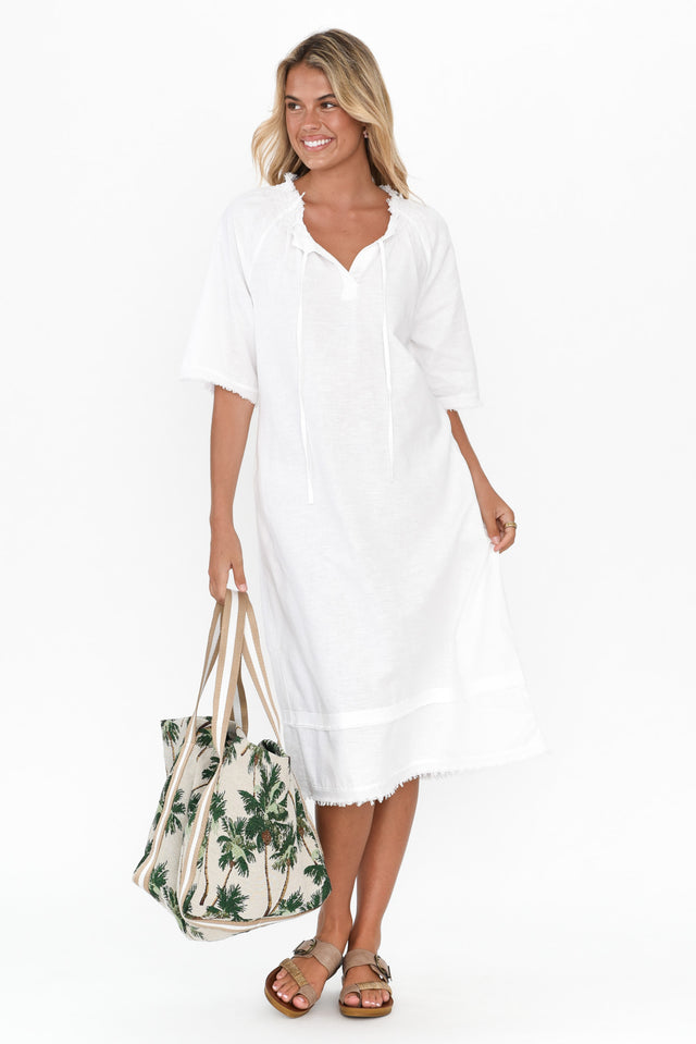 Ayesha White Linen Cotton Dress banner image