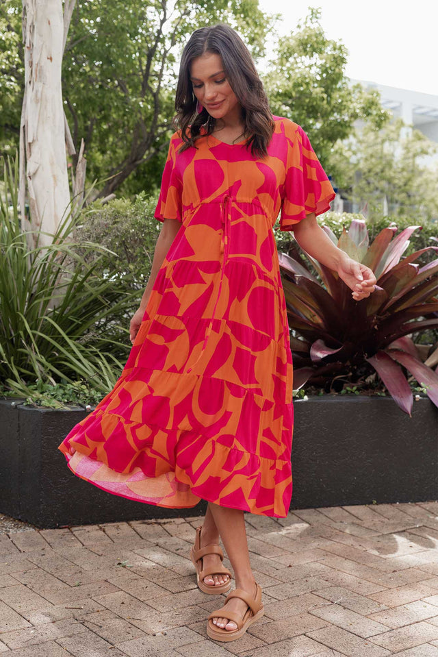 Belinda Hot Pink Abstract Tier Dress image 2
