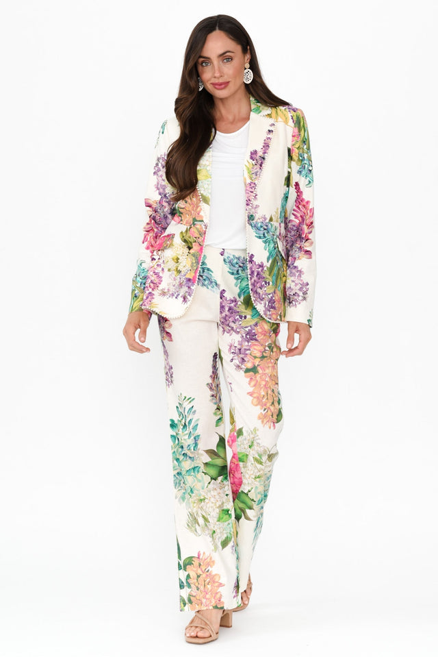 Bahia Wisteria Alba Linen Blend Pants,Brunette model,alt text|model:Elouise image 3