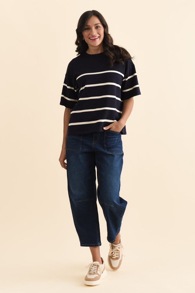 Bailey Navy Stripe Boxy Sweat,Brunette model,alt text|model:Brontie image 8