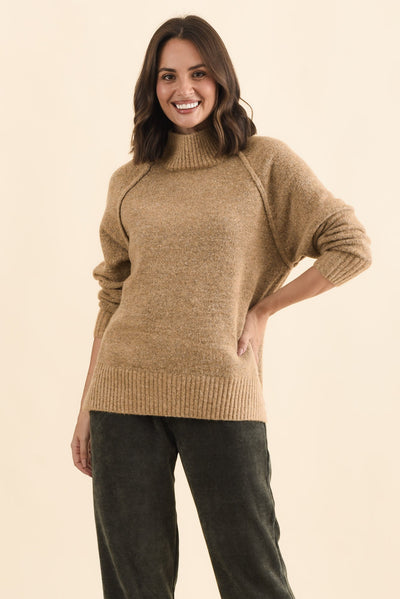 Baker Light Brown Knit Jumper,Brunette model,alt text|model:MJ