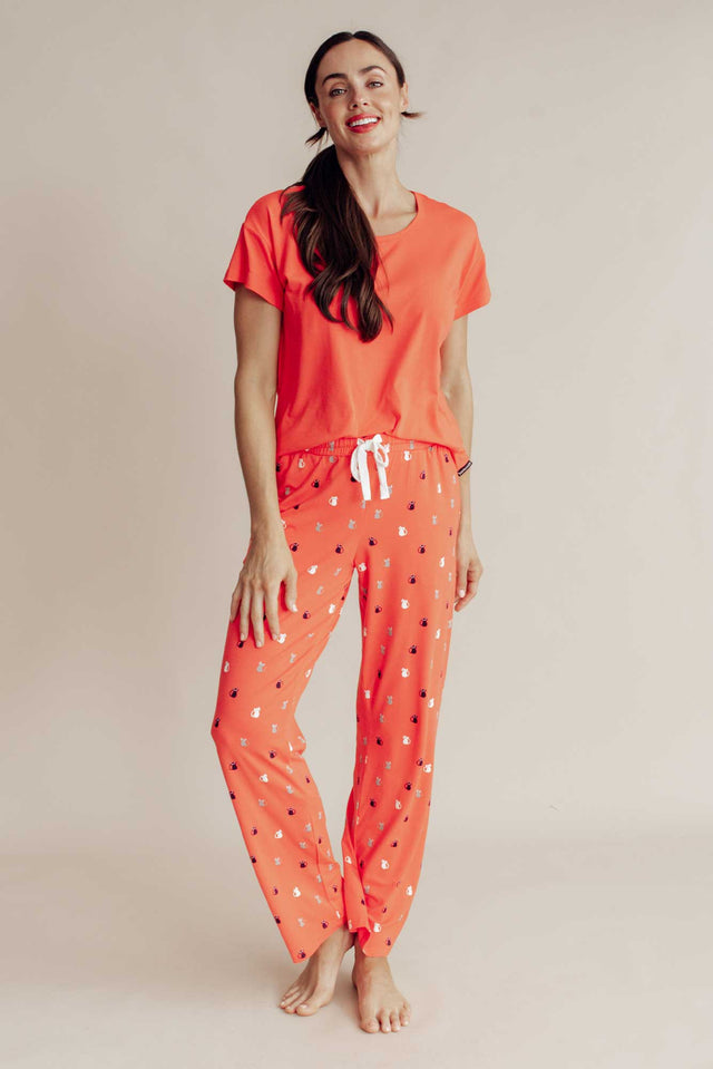 Corten Coral Kitty Bamboo Pyjama Pants image 1