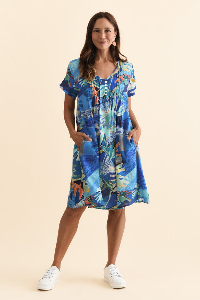 Barry Blue Coastal Cotton Button Dress,Brunette model,alt text|model:Cara image 6