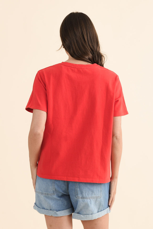 Base Red Cotton Tee,Back,Brunette model,alt text|model:MJ image 4