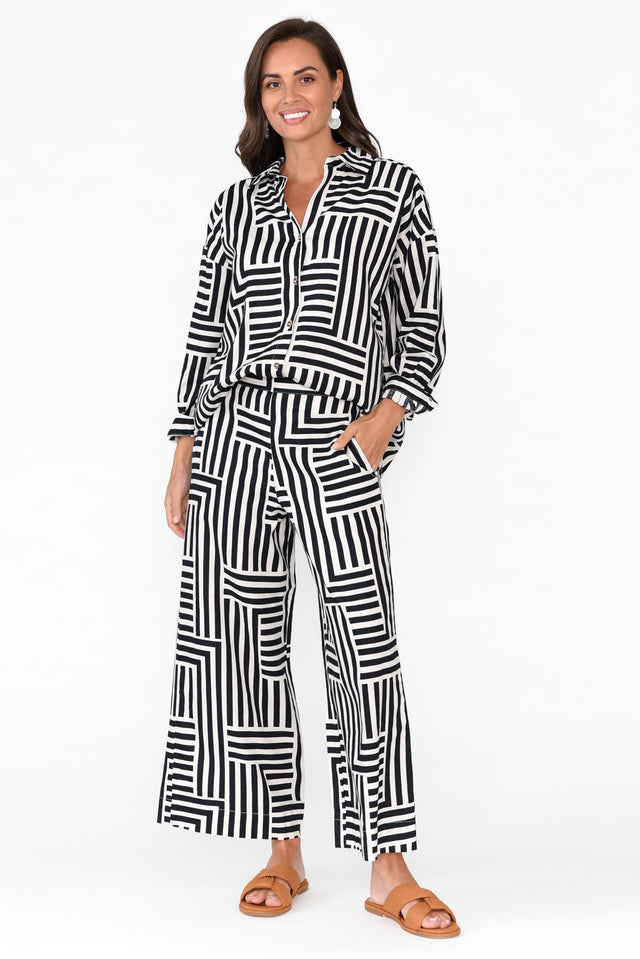 Bauhaus Navy Stripe Linen Blend Pants image 6