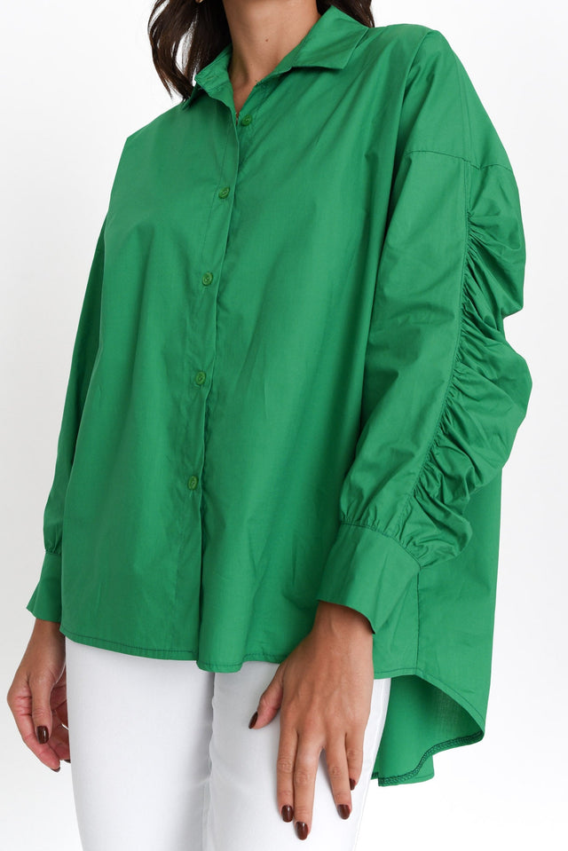 Bayliss Green Cotton Ruched Shirt