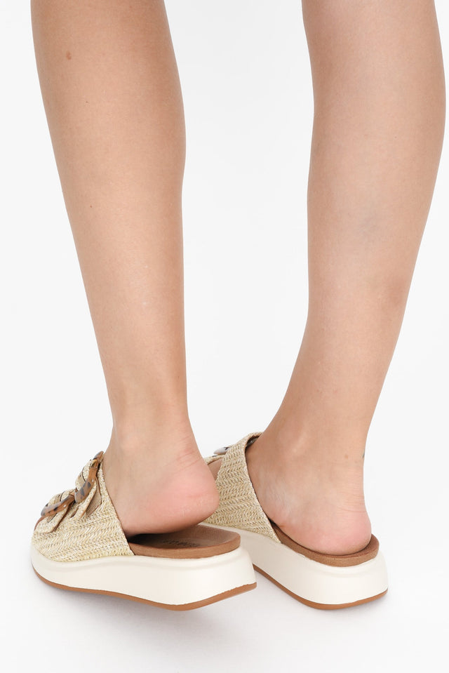 Beacon Beige Raffia Platform Slide