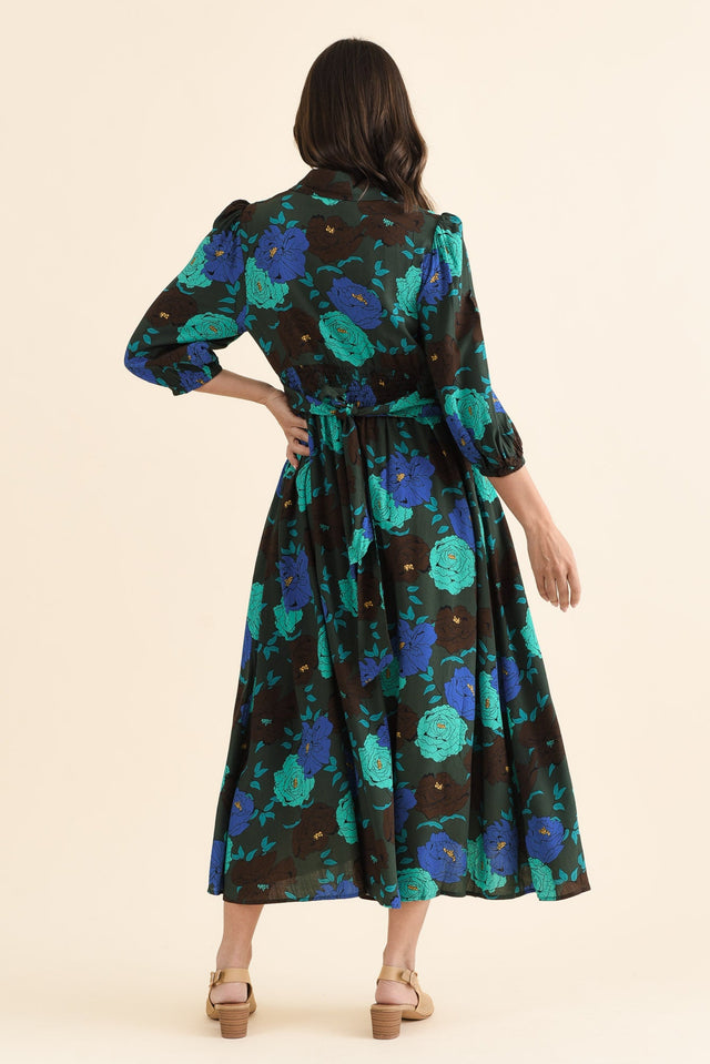 Beacon Green Flower Tie Dress,brunette model,Back of Outfit,alt text|model:MJ image 4
