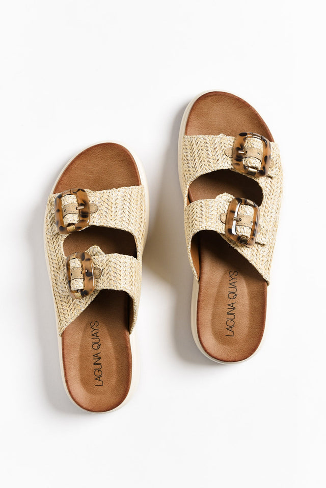 Beacon Beige Raffia Platform Slide