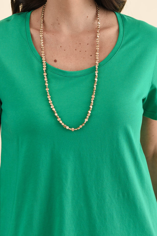 Beau Green Cotton Tee,Detail,Brunette model,alt text|model:MJ image 6