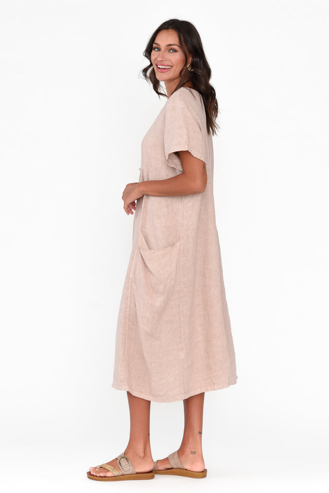 Beckett Blush Linen Pocket Dress