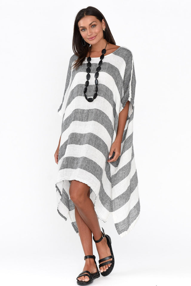 Belize Black Stripe Linen Kaftan image 3