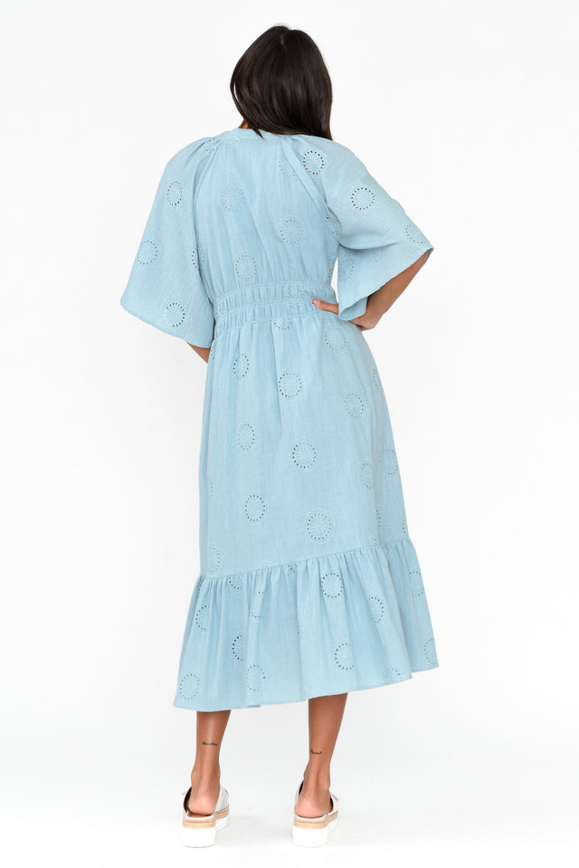 Bella Blue Cotton Embroidered Dress image 5