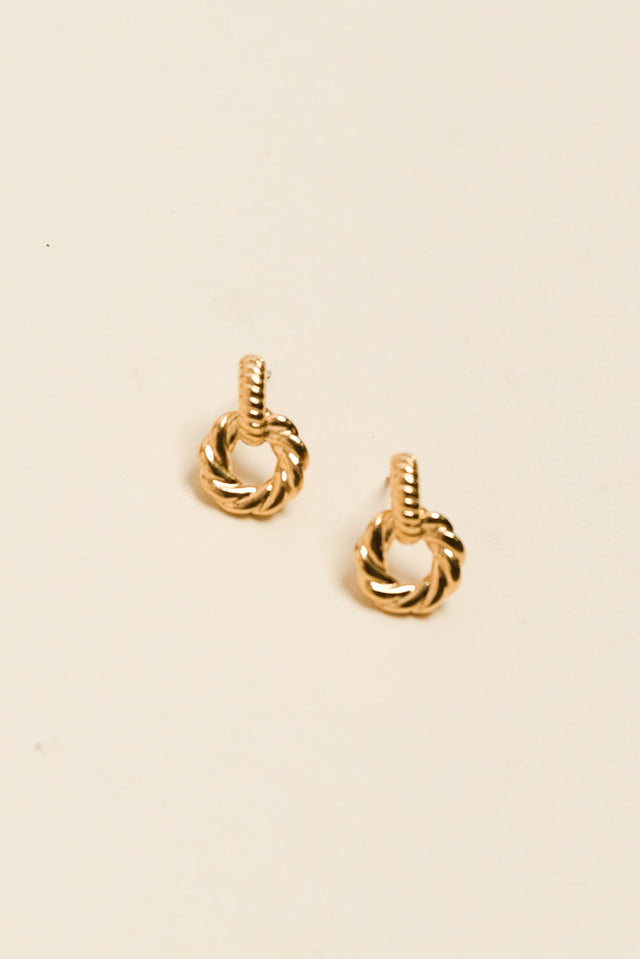 Bellae Gold Twisted Hoop Drop Earrings image 1