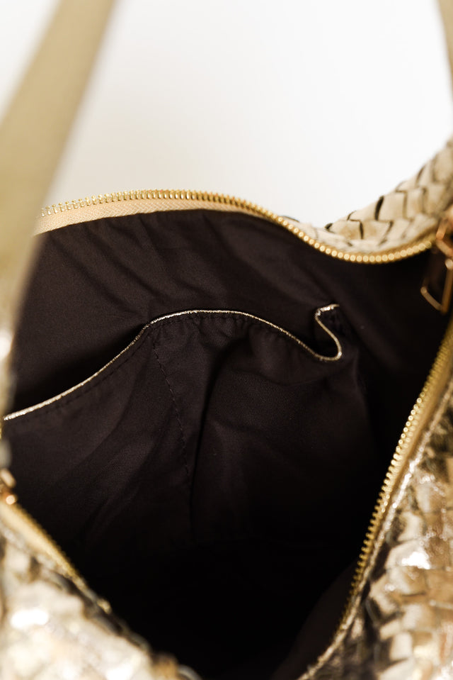 Benita Gold Weave Slouch Handbag image 6