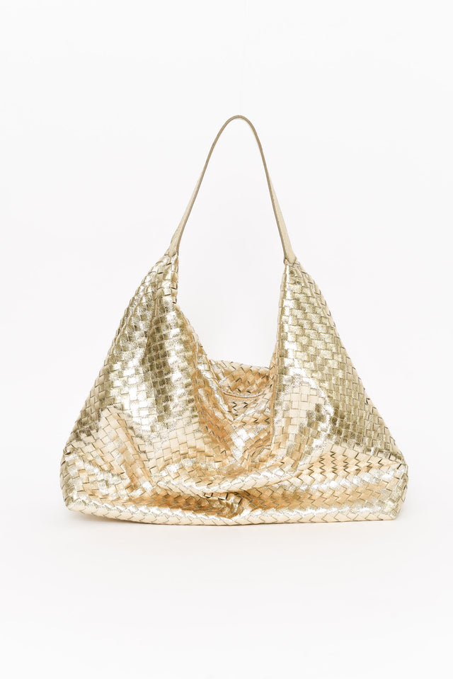 Benita Gold Weave Slouch Handbag image 2