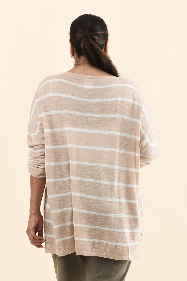 Berlin White Stripe Cotton Blend Knit Top,Brunette model,alt text|model:Pilita image 12