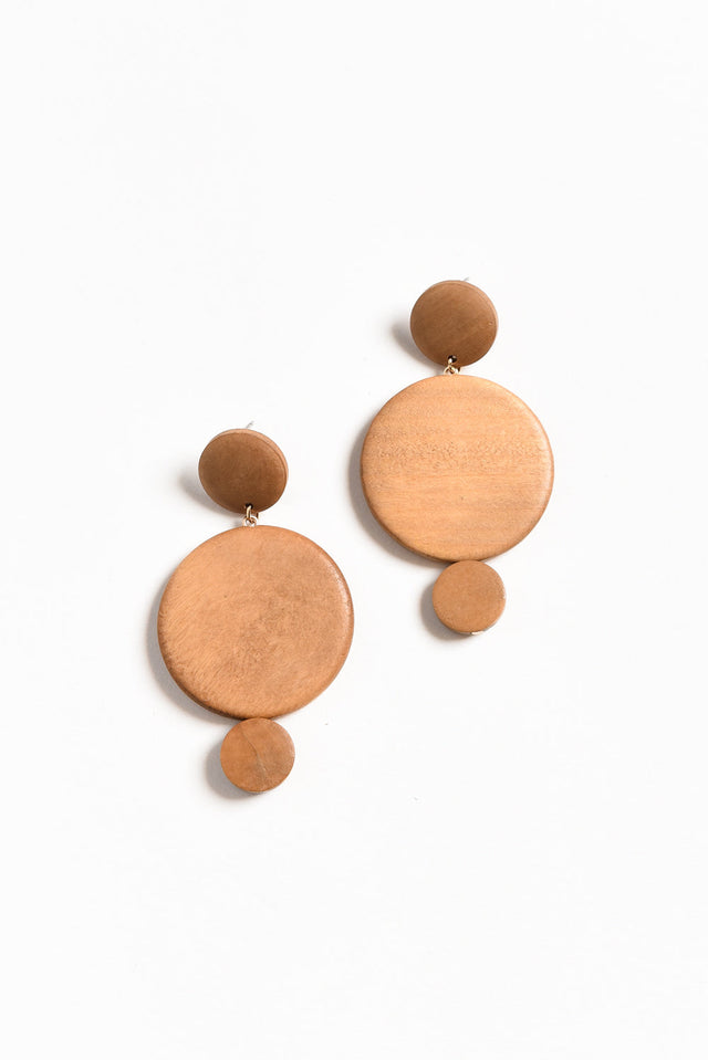 Bernice Natural Wood Circle Drop Earrings image 1