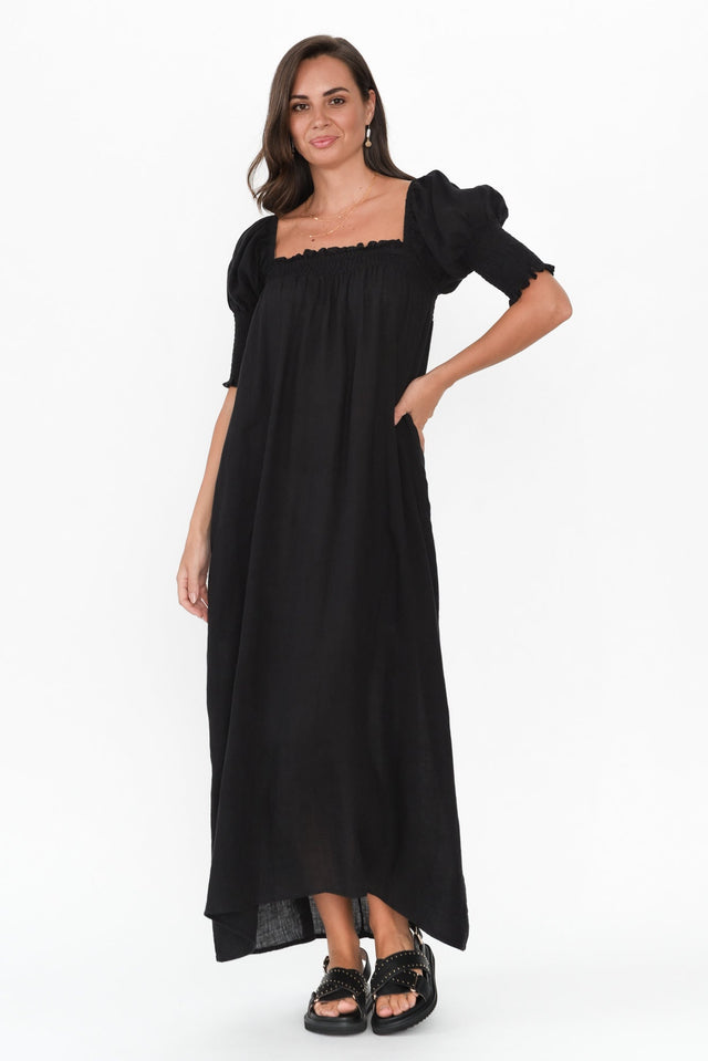 Bethania Black Linen Dress image 2