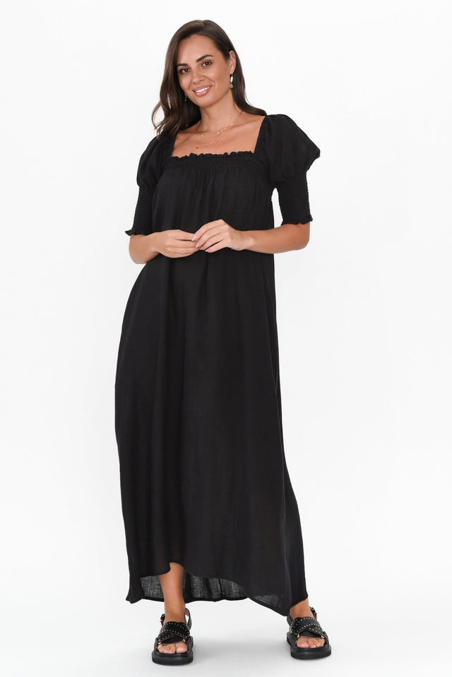 Bethania Black Linen Dress image 6