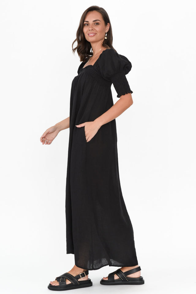 Bethania Black Linen Dress image 3