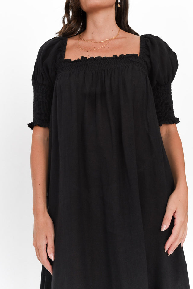 Bethania Black Linen Dress image 5
