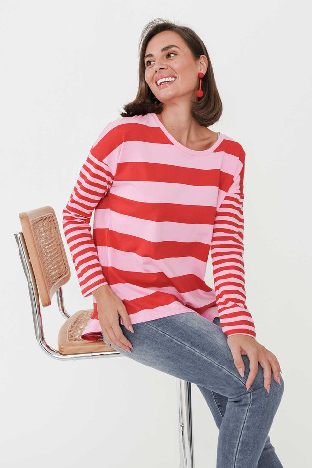 Betty Red Stripe Cotton Long Sleeve Tee image 1