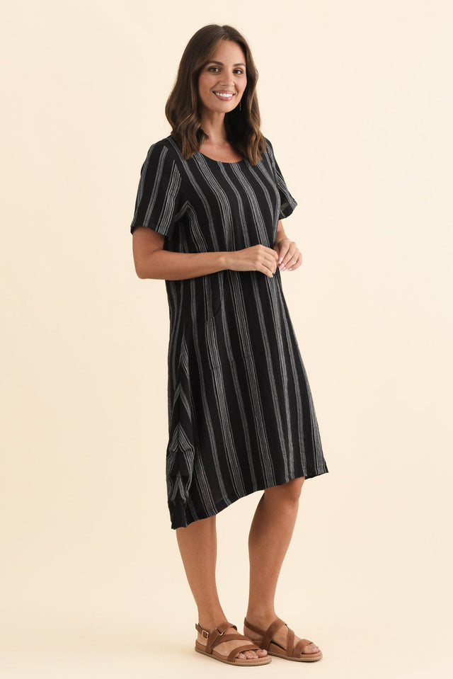 Bexley Black Stripe Pocket Dress,Brunette model,alt text|model:MJ image 4