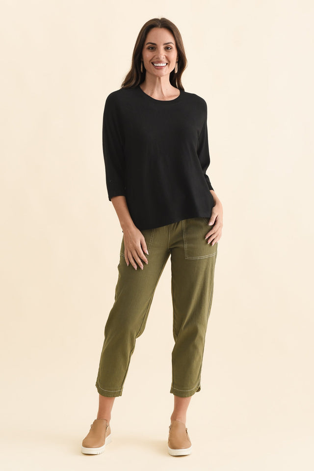 Bianca Black Scoop Neck Knit Top,Brunette model,alt text|model:MJ image 7