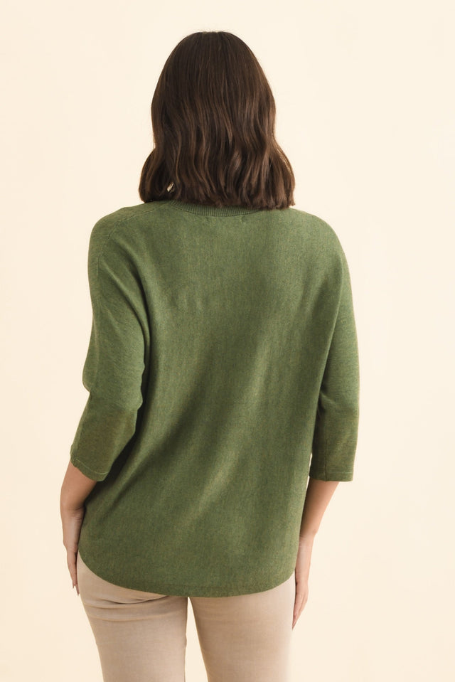 Bianca Green Scoop Neck Knit Top,Brunette model,alt text|model:MJ image 5