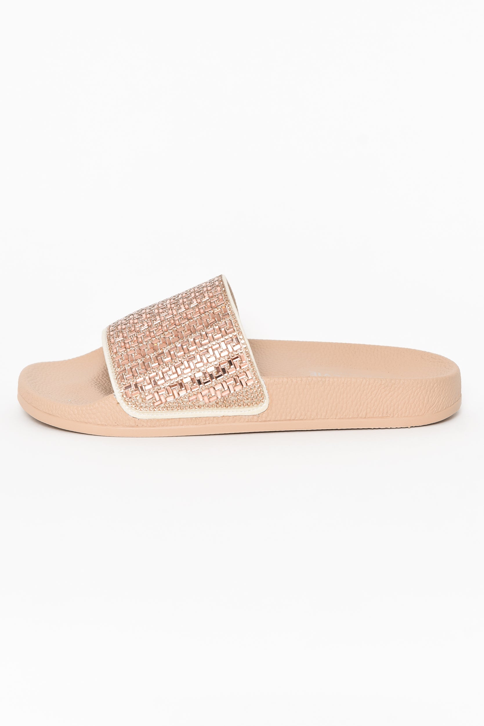 Rose gold rhinestone online slides