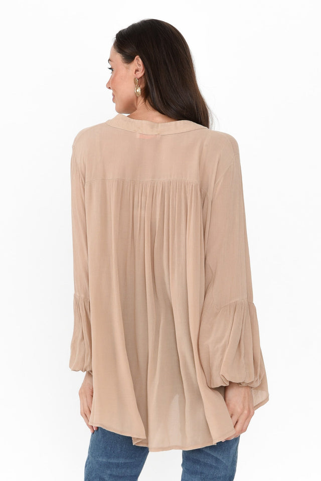 Bisa Beige Button Blouse