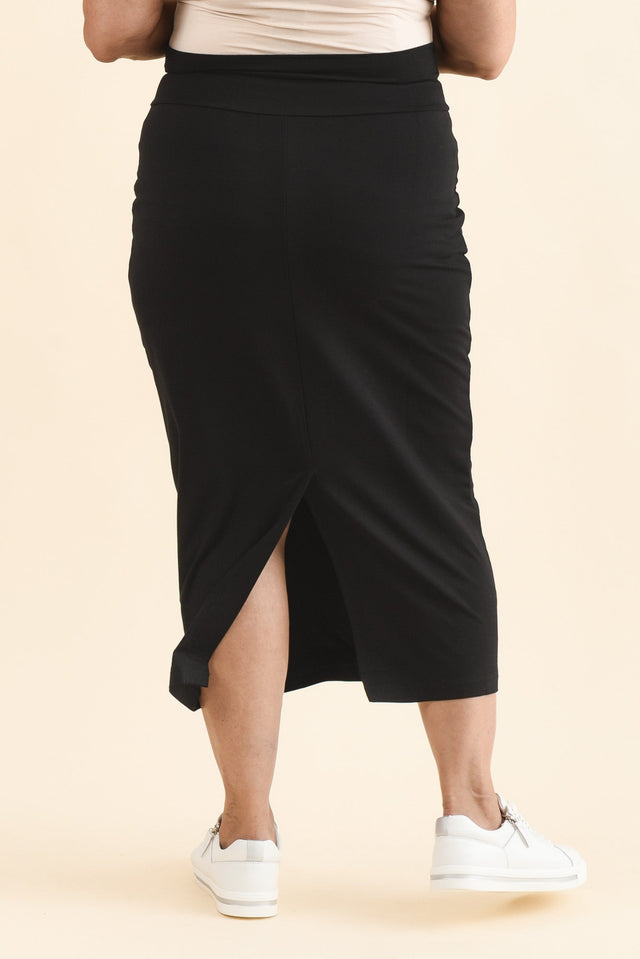 Black Bamboo Maxi Tube Skirt,Back,Brunette model,alt text|model:Pilita image 12