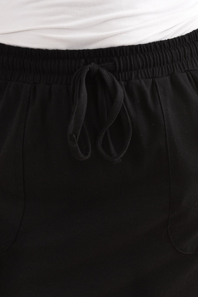 Black Cotton Drawstring Skirt,Detail,Brunette model,alt text|model:Cara image 8