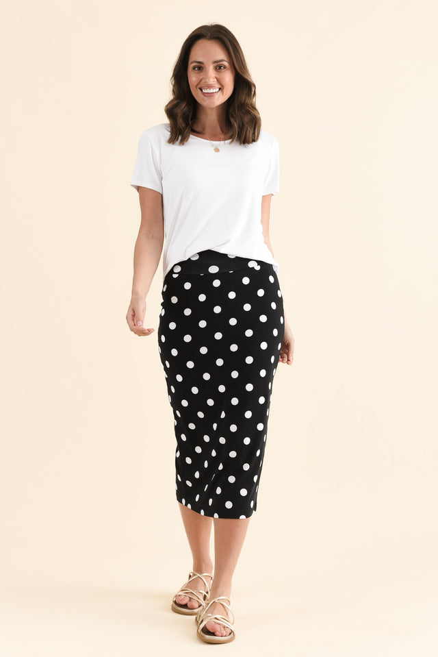Black Spot Bamboo Maxi Tube Skirt,Full Body,Brunette model,alt text|model:MJ image 6