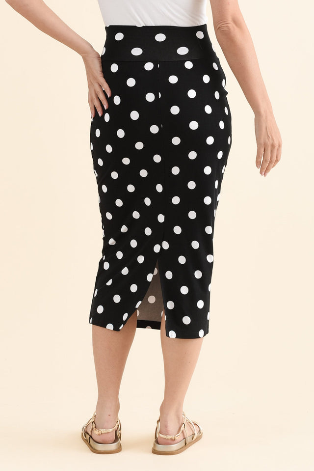 Black Spot Bamboo Maxi Tube Skirt,Back,Brunette model,alt text|model:MJ image 4