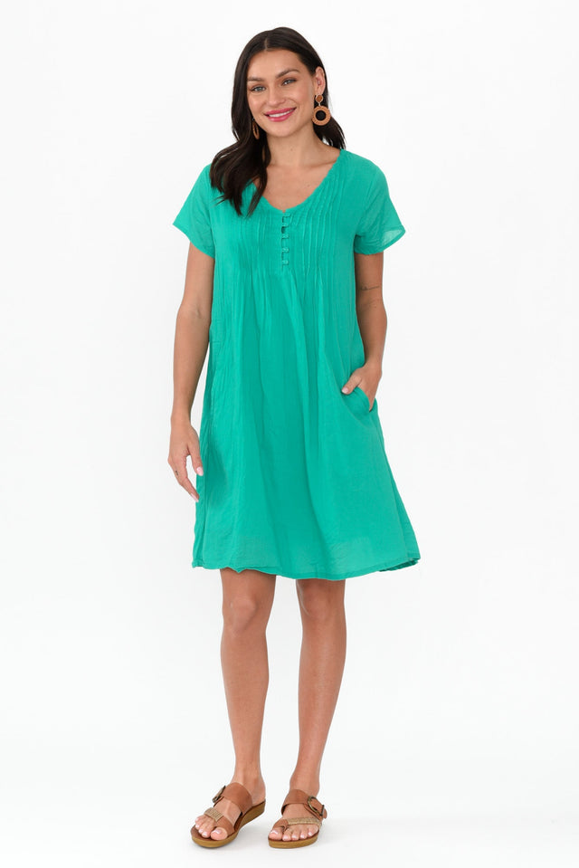 Bobbie Green Crinkle Cotton Dress