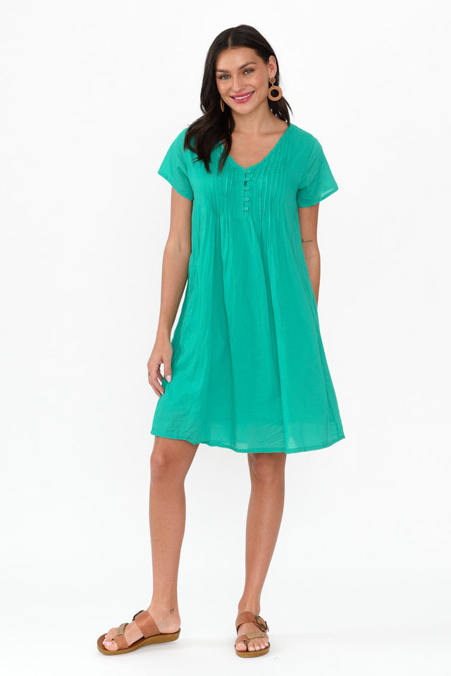 Bobbie Green Crinkle Cotton Dress