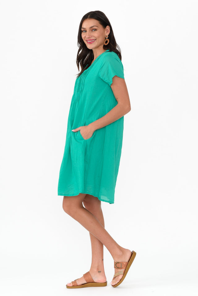 Bobbie Green Crinkle Cotton Dress